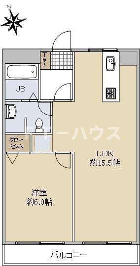 東八コーポ(1LDK/5階)の間取り写真