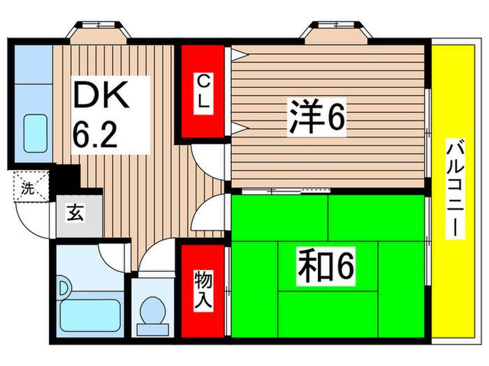 アリスパーク(2DK/3階)の間取り写真