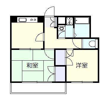 ブリッジ高津(2DK/3階)の間取り写真
