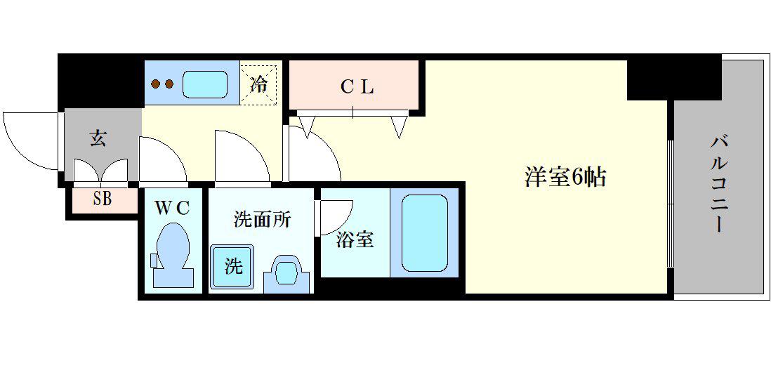 LC天王寺ヒルズ(1K/14階)の間取り写真