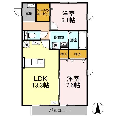 ボンテ中通(2LDK/3階)の間取り写真