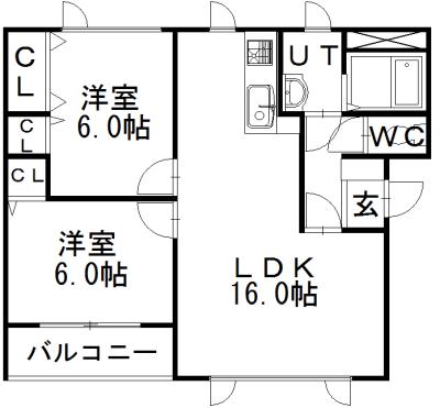 エスタシオンイカワI(2LDK/2階)の間取り写真
