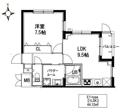 冨士プレジオ(1LDK/1階)の間取り写真