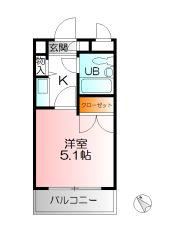 ジョイフル相模原(1K/4階)の間取り写真