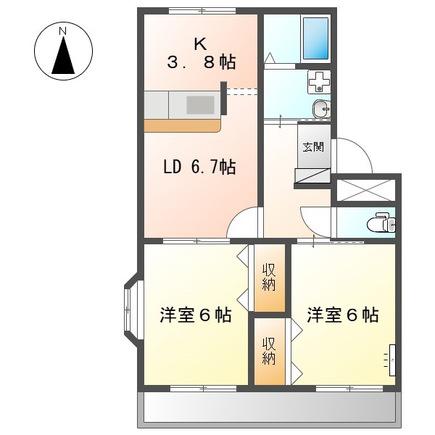 ピュアエクセレンス(2LDK/2階)の間取り写真
