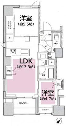 フレンシア築地(2LDK/5階)の間取り写真