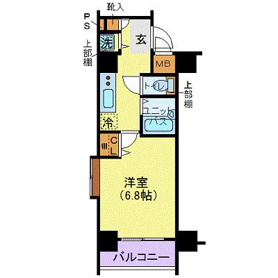 ガーラ市ヶ谷銀杏坂(1K/10階)の間取り写真