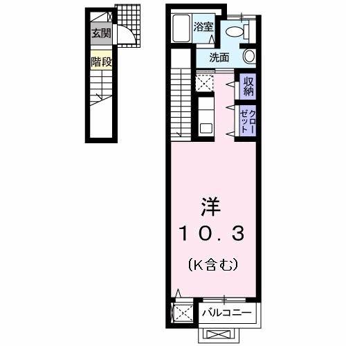 クラールK II(ワンルーム/2階)の間取り写真