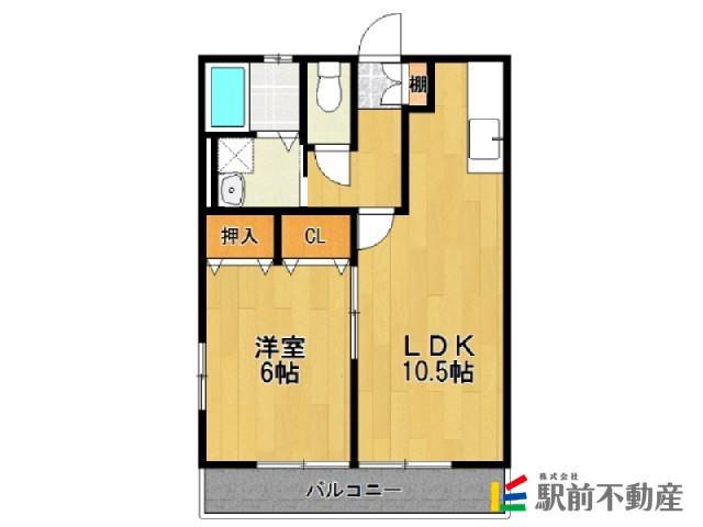 JR鹿児島本線 弥生が丘駅 徒歩21分 2階建 築24年(1LDK/2階)の間取り写真