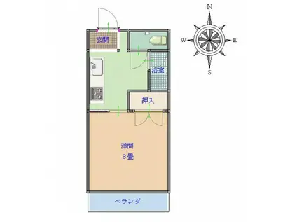 タイムハウス(1K/1階)の間取り写真