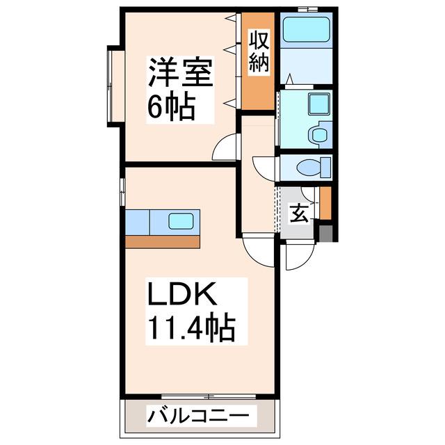 パークサイド山ノ内A・B(1LDK/1階)の間取り写真
