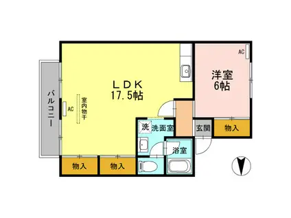 セジュール住吉II(1LDK/1階)の間取り写真