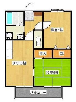 プチメゾン野田(2DK/2階)の間取り写真