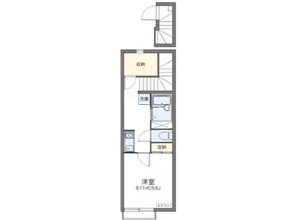 ウエストROAD (1K/2階)の間取り写真