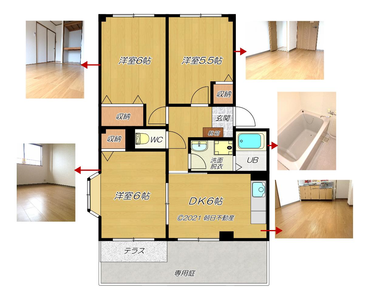 クローバー(3DK/1階)の間取り写真