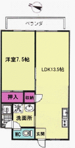 立町サンハイツ(1LDK/8階)の間取り写真
