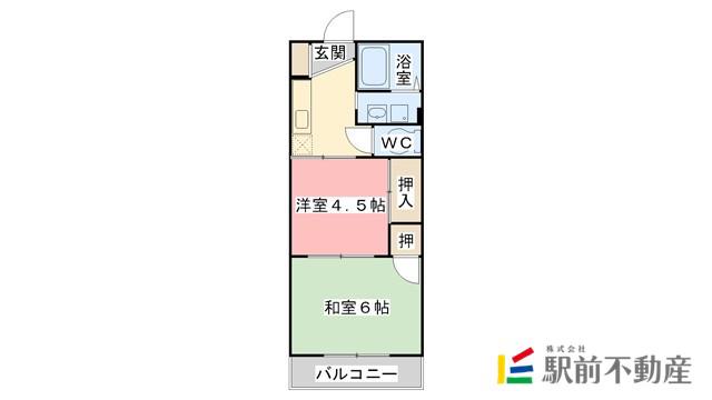 ハイツ井手(2K/1階)の間取り写真