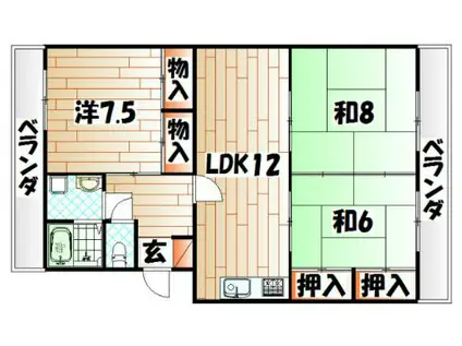 アリエス高須西(3LDK/4階)の間取り写真