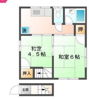 長田天神アパート(2K/2階)の間取り写真