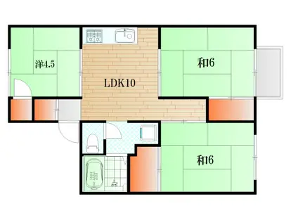 ハイツ中川A(3DK/2階)の間取り写真