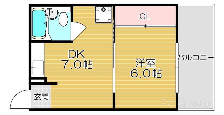 堂ヶ芝ハイツ(1DK/3階)の間取り写真