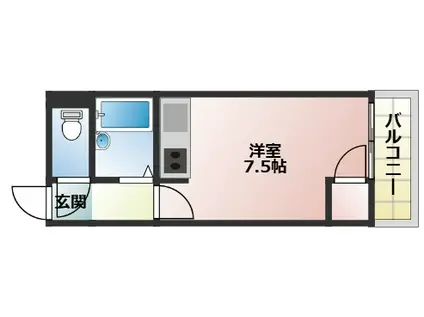 ヤングハイツ山形(ワンルーム/2階)の間取り写真