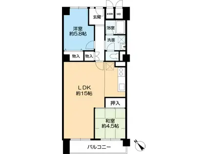 甲東園パークマンション(2LDK/3階)の間取り写真