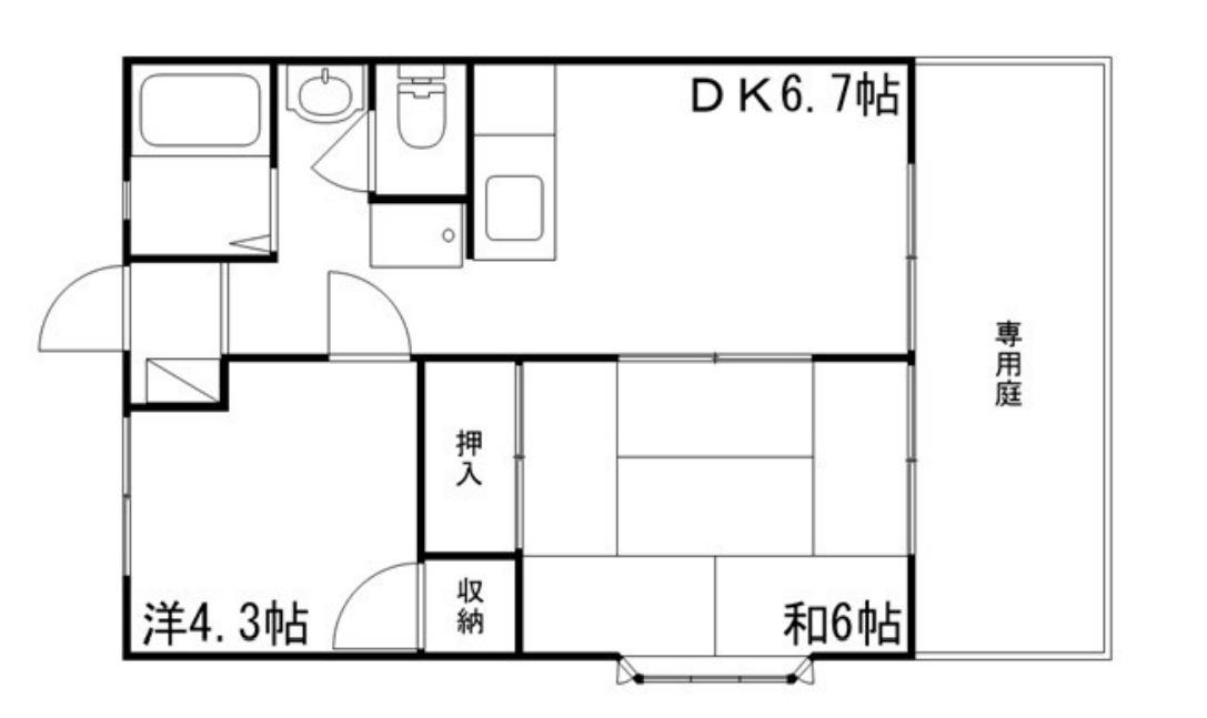 ノーブル御立(2DK/1階)の間取り写真