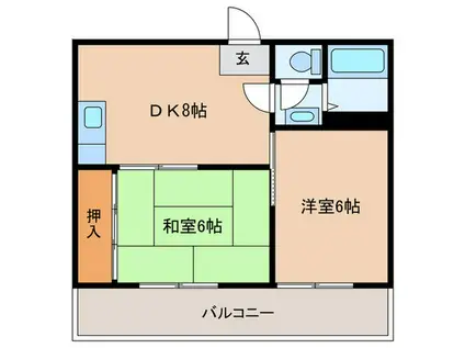 ダイバーシティ神戸長田A棟(2DK/3階)の間取り写真