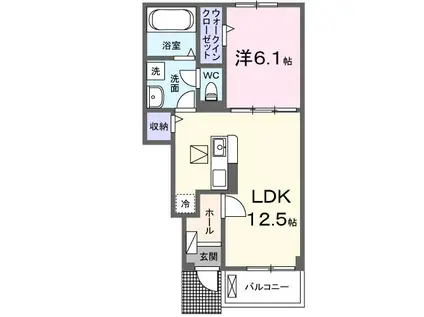 シャーロットタウンVI(1LDK/1階)の間取り写真