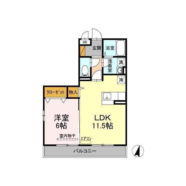 ベルフィーユ吾妻(1LDK/1階)の間取り写真