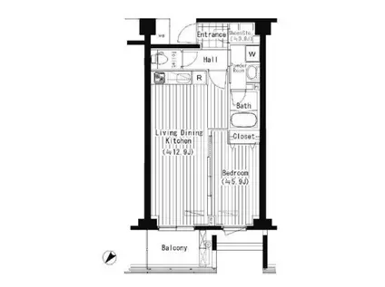 プライムアーバン東中野コート(1LDK/5階)の間取り写真