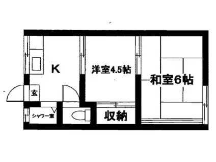 サンビレッジ東辻井(2K/1階)の間取り写真