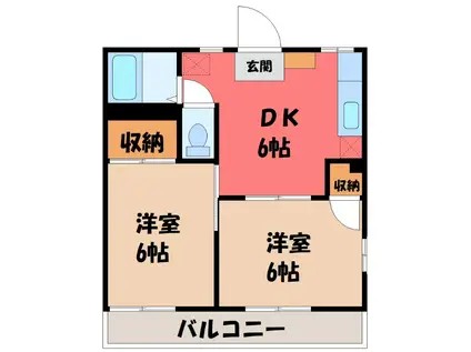 コーポラスゆたかA(2DK/1階)の間取り写真