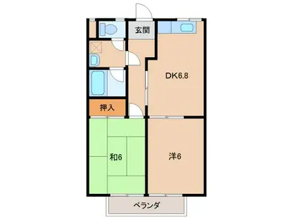 グリーンフル中浜(2DK/2階)の間取り写真