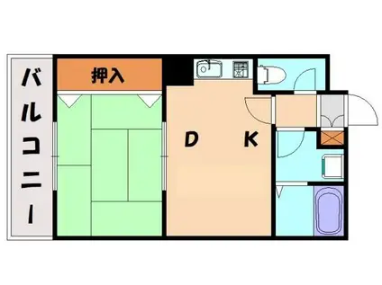 コーポラス東福間(1DK/3階)の間取り写真