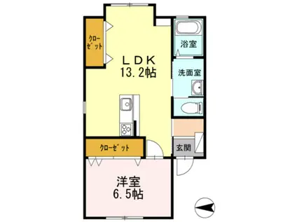 コートフィールド(1LDK/2階)の間取り写真