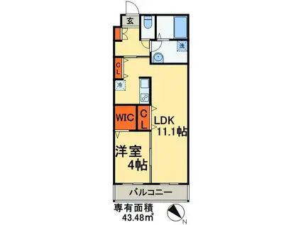 エリザベス(1LDK/1階)の間取り写真