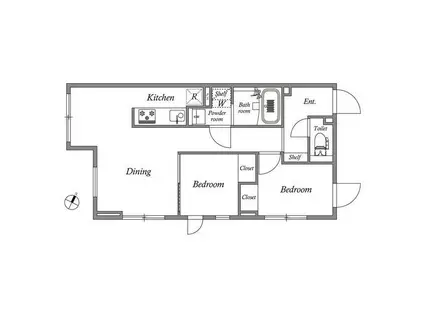 グランパセオ碑文谷(2DK/2階)の間取り写真