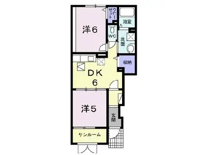セレノコルソ(2DK/1階)の間取り写真