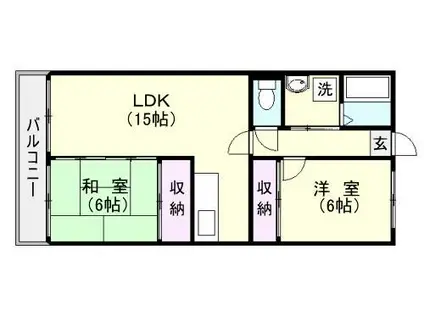 レジデンス東谷山(2LDK/3階)の間取り写真