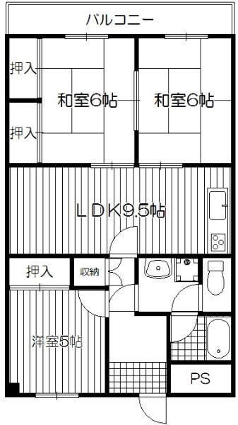 アバンティHF(3LDK/4階)の間取り写真