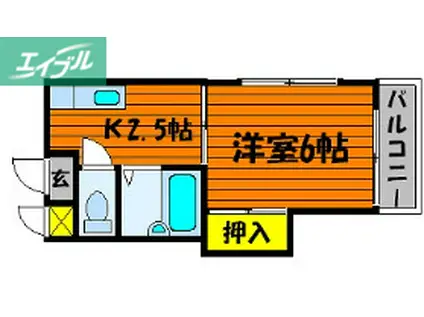 シャトレ下中野(1K/1階)の間取り写真