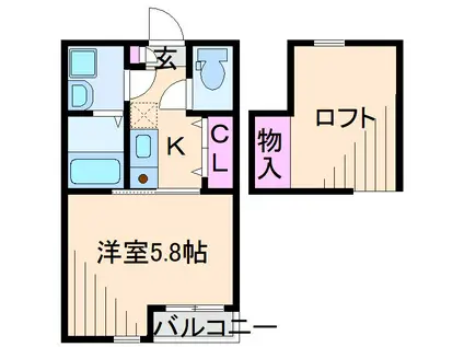 メゾン・ド・ボア ツナシマ(1K/1階)の間取り写真