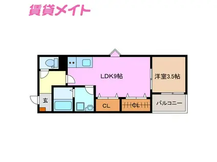 LECOCON四日市VII(1LDK/3階)の間取り写真