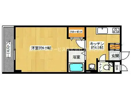 アビコエイトビル(1DK/5階)の間取り写真