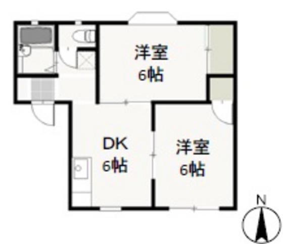 ニューハウンA棟(2DK/1階)の間取り写真