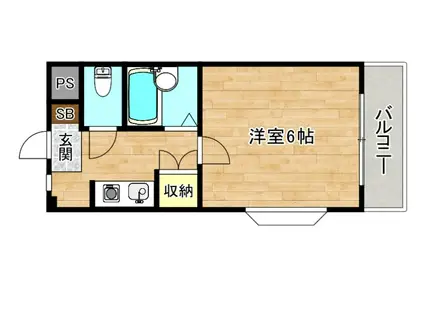 グリーングラス(1K/1階)の間取り写真