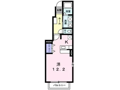 フィオーレ松ヶ丘(1K/1階)の間取り写真