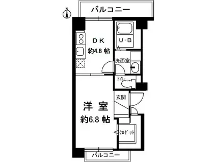 ハピネス六甲(1DK/4階)の間取り写真